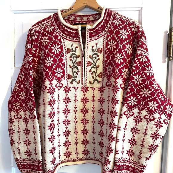 ❄️NWOT 100% wool Icelandic Designs vintage intarsia sweater, size Large - Picture 3 of 8